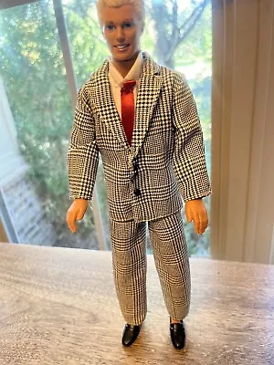 Buy Vtg 1991 Molded Hair Ken Doll Blond Plaid Suit Barbie White Shirt Black  Shoes • 10.86£