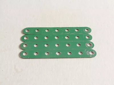 Buy 4 Meccano 7 Hole Perforated Metal Strips Part 3 Mid Green Stamped MMIE • 2.40£