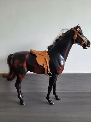 Buy Vintage DARK BROWN HORSE Toy 13  (33cm) High With Saddle /Soft Mane Barbie/Ken? • 10.95£