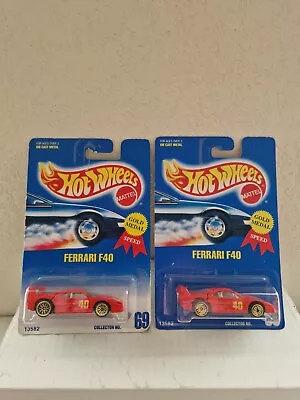 Buy Hot Wheels Lot 2x Ferrari F40 Collector #69 Gold Medal Speed Wheel Variation C70 • 29.63£