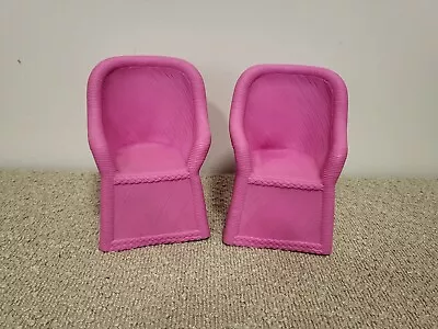 Buy 1990 MTC Hot Pink Wicker Rattan High Back Chair X2  Barbie Doll Dream House • 13.99£