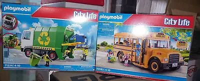 Buy Playmobil 2 Set USA Bin Wagon 71234 /  School Bus 70983 Brand New Boxed Bargain • 1.20£