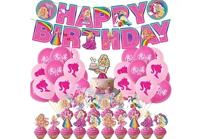 Buy Barbie Birthday Banner, Barbie Birthday Balloons, Barbie Cake Toppers • 5.99£