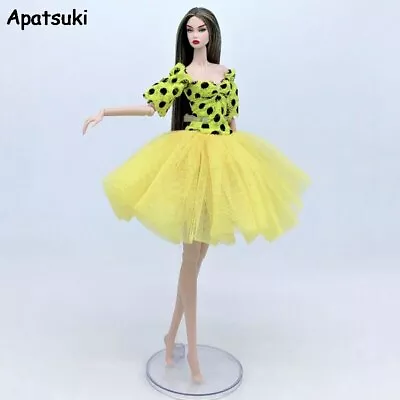 Buy Yellow Polka Dot Fashion Doll Dress For 11.5  Doll Clothes Outfits Tutu Dresses • 4.12£
