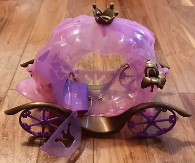 Buy 12” Barbie Style Doll Pink Pumkin Princess Carriage Horse Gld Detail Wheels Move • 14.99£