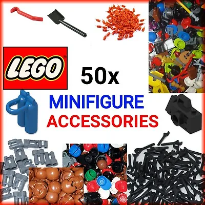 Buy Lego Minifig Accessories Tools Weapons Hats Food Mix. 50x Original New Items  • 3.45£