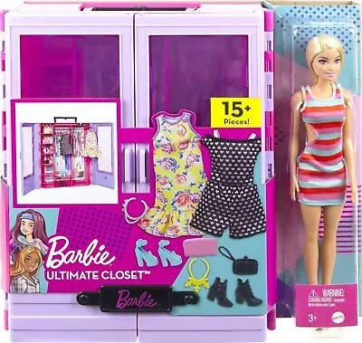 Buy Barbie Wardrobe Dream WARDROBE WITH DOLL & CLOTHES Ultimate Closet MATTEL HJL66 • 38.31£