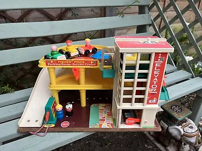 Buy Fisher-Price Fisher Play Family Garage 70s Retro Vintage With Cars & Figures • 19.99£