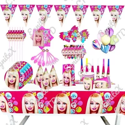 Buy BARBIE Doll Birthday Decorations Party Supplies Tableware Set Children Girls • 4.75£