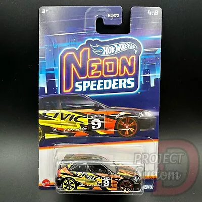 Buy Hot Wheels Neon Speeders 99 Honda Civic Type R EK9 Black Yellow 4:8 2023 • 14.50£