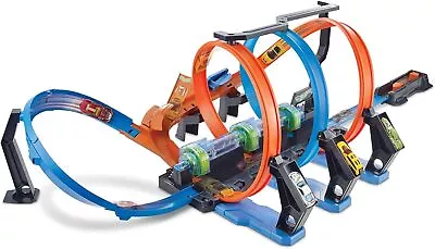 Buy Hot Wheels Track Set And Toy Car, Large-Scale Motorized Track 3 Corkscrew Loops • 59.99£