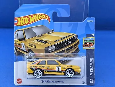 Buy Hot Wheels 2022 180/250 Rally Champs '84 Audi Sport Quattro Yellow. Short Card  • 3.29£