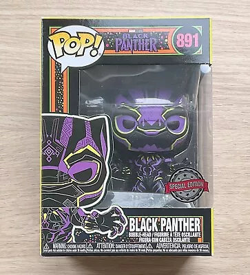 Buy Funko Pop Marvel Black Panther Black Light #891 + Free Protector • 24.99£
