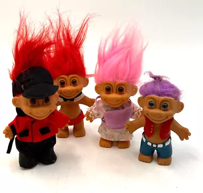 Buy Vintage Russ Troll Doll Set Of 4 With Red Hair & Lilac Hair 7   T2750 D136 • 12.99£