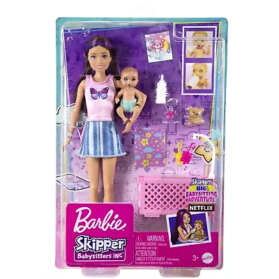 Buy Barbie Adventure Babysitter Skipper With Baby And Mattel Accessories • 35.31£