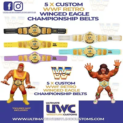Buy WWF WWE Custom X5 Retro Winged Eagle Championship Belts For Hasbro Figures • 10.99£