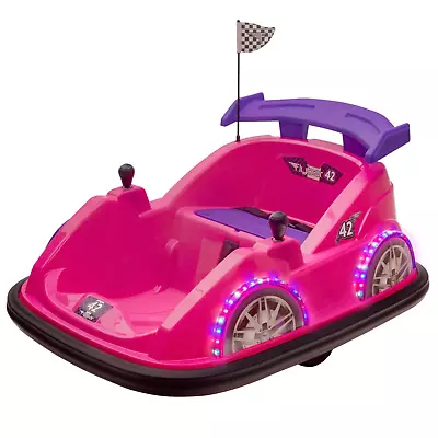 Buy Ride On Bumper Car Toy For Kids Electric Racer LED Light Pink 6V Flybar 30kg MAX • 149.99£