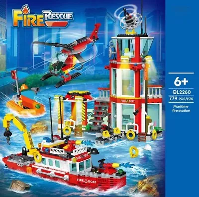 Buy Fire Rescue Fire Boat Fire Station Building Blocks MOC Birthday Gift UK Seller  • 28.99£