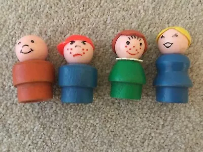 Buy Fisher Price 4 Vintage Wooden Little People Figures 1970s Incl. Woman & Children • 7£