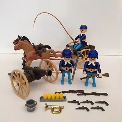 Buy Playmobil Western U.S Cavalry Artillery Vintage Set 3729 Civil War Soldiers Figs • 50£