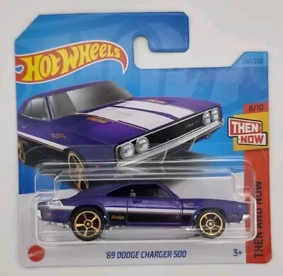 Buy Hot Wheels '69 Dodge Charger 500 240/250 Then And Now 8/10 2023 Purple HKJ46 • 3.99£