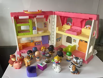 Buy Vintage Fisher Price Play Family House W/ Sound Figures Animals Furniture • 32£