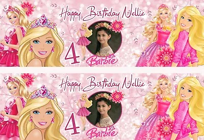 Buy Personalised Barbie Birthday Banner X2 Photo Wall Large 840mm X 305mm Dreamhouse • 6.20£