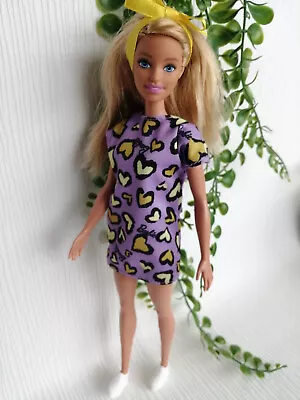 Buy 💛💜💛Barbie Doll By Mattel , Purple Dress Yellow Hearts • 10£