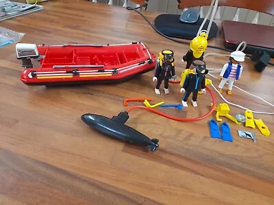 Buy Vintage 1999 Playmobil 3772 Scuba Divers With Inflateable Boat  • 8£