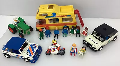 Buy Playmobile Bundle 1976/78, Campervan, Spidan Car + Bike, Police Car + Tractor SE • 19.99£