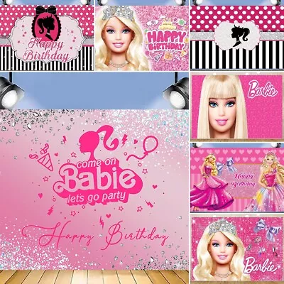Buy 3D Barbie Doll Princess Backdrop Birthday Party Banner Home Studio Background UK • 11.51£