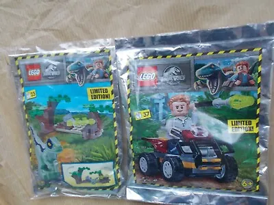 Buy 2 New Lego Jurassic World Ltd Edn Foil Packs Owen On Quad Bike & Raptor Hideout • 9.95£