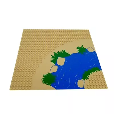 Buy 1x LEGO Construction Plate B-Ware Worn 32x32 Curve 7N Beige Blue River 6763 2359px1 • 21.03£