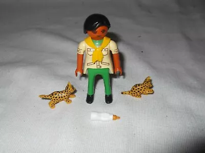 Buy Playmobil Zoo - Zoo Keeper With 2 Baby Leopards / Cheetahs - VGC B  • 7.99£
