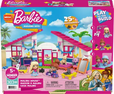 Buy Mega Constrax Barbie Malibu House GWR34 - Pink • 24.99£