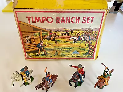 Buy Timpo Cowboys Wild West Series 1950's Painted Lead With Box • 35£