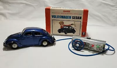 Buy BC BANDAI VW Volkswagen Sedan Beetle Tin Toy 1950s Vintage Red Boxed RARE RARE • 745.53£