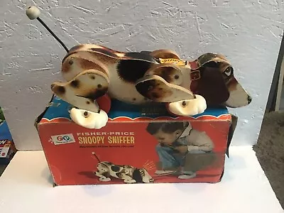 Buy Fisher Price Toys Snoopy Sniffer Dog Vintage Rare 1966 Original Box Made In USA • 15£