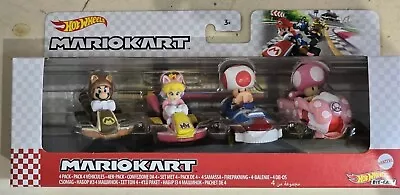 Buy Hot Wheels-mario Kart 4 Pack-tanooki Mario-cat Peach-toadette-toad Sneeker-new • 35£