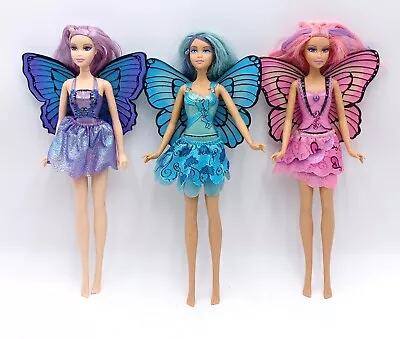 Buy 3x Mattel Butterfly Barbie Dolls: Willa L8586 + Rayna M4507 + Rayla L8590, Loose • 101.06£