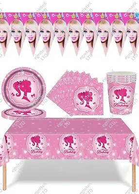 Buy BARBIE Doll Girls Birthday Decorations Tableware Party Supplies Balloons Banner • 4.24£
