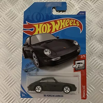 Buy Hot Wheels ‘96 Porsche Carrera 1:64 Mattel Diecast (Black) Long Card • 8£
