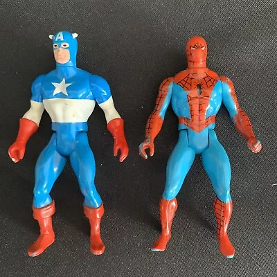 Buy Vintage Marvel Secret Wars Spider-Man Captain America Figure Mattel 1984 Shield • 22.99£