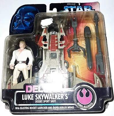 Buy Kenner Power Of The Force Deluxe Luke Skywalker W/desert Skiff 1996 MO Scruffy C • 16£