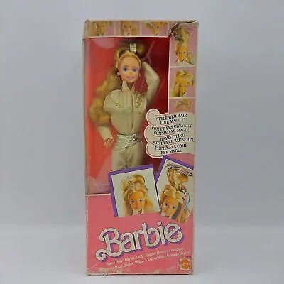 Buy Barbie Super Hair #3101 Superstar NRFB 1986 European Box Malaysia Mattel Doll • 90.20£