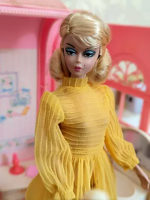 Buy NO DOLL Vtg STUNNING Long Yellow Dress Fits Barbie Chiffon 60's 1970's (BSC1337) • 34.95£