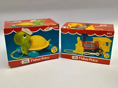 Buy Vintage Fisher Price 643 Toot Toot 644 Tag Along Turtle Pre School Toys C23 Y412 • 6.95£