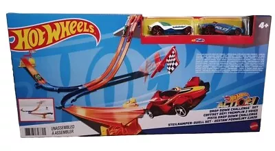 Buy Hot Wheels Action Drop Down Challenge Set Track Inc 2 Die Cast Cars Mattel NEW • 20.95£