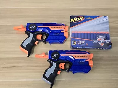 Buy Nerf Gun Bundle Elite Firestrike Pistol X2 Red Dot Sight + 12 New Bullets  • 11.99£