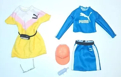 Buy Barbie Puma Doll's Clothes Fashion Sets X2 (blue Set / Yellow Dress) • 10£